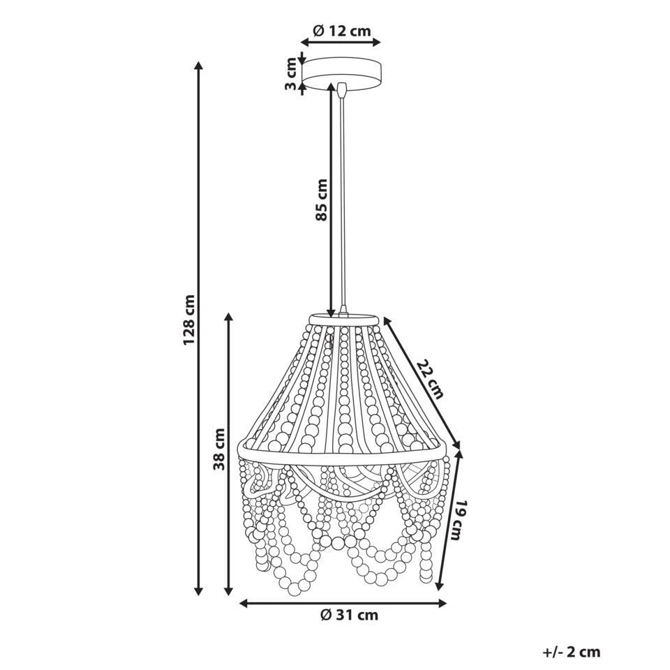 MENIK - Kroonluchter - Lichtbruin - Rubberhout 4 MENIK - Kroonluchter - Lichtbruin - Rubberhout - Afbeelding 4