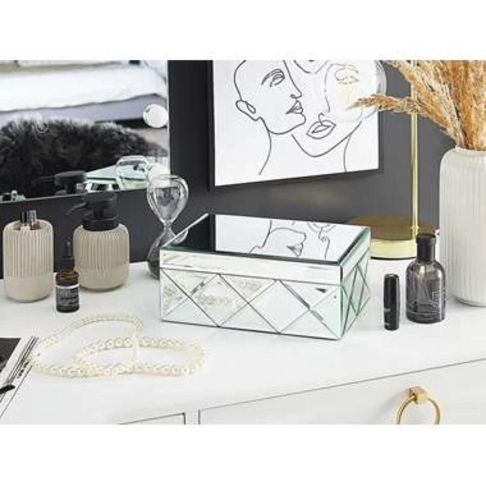 Beliani Juwelenkist GORRON - Zilver Glas 3 Beliani Juwelenkist GORRON - Zilver Glas - Afbeelding 3