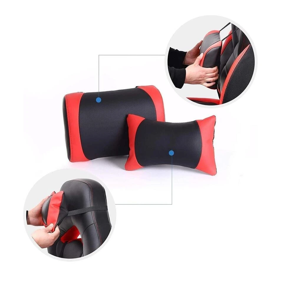 Luxe Gamestoel - Met Hoofdkussen - Kunstleer - Zwart & Rood 5 Luxe Gamestoel - Met Hoofdkussen - Kunstleer - Zwart & Rood - Afbeelding 5