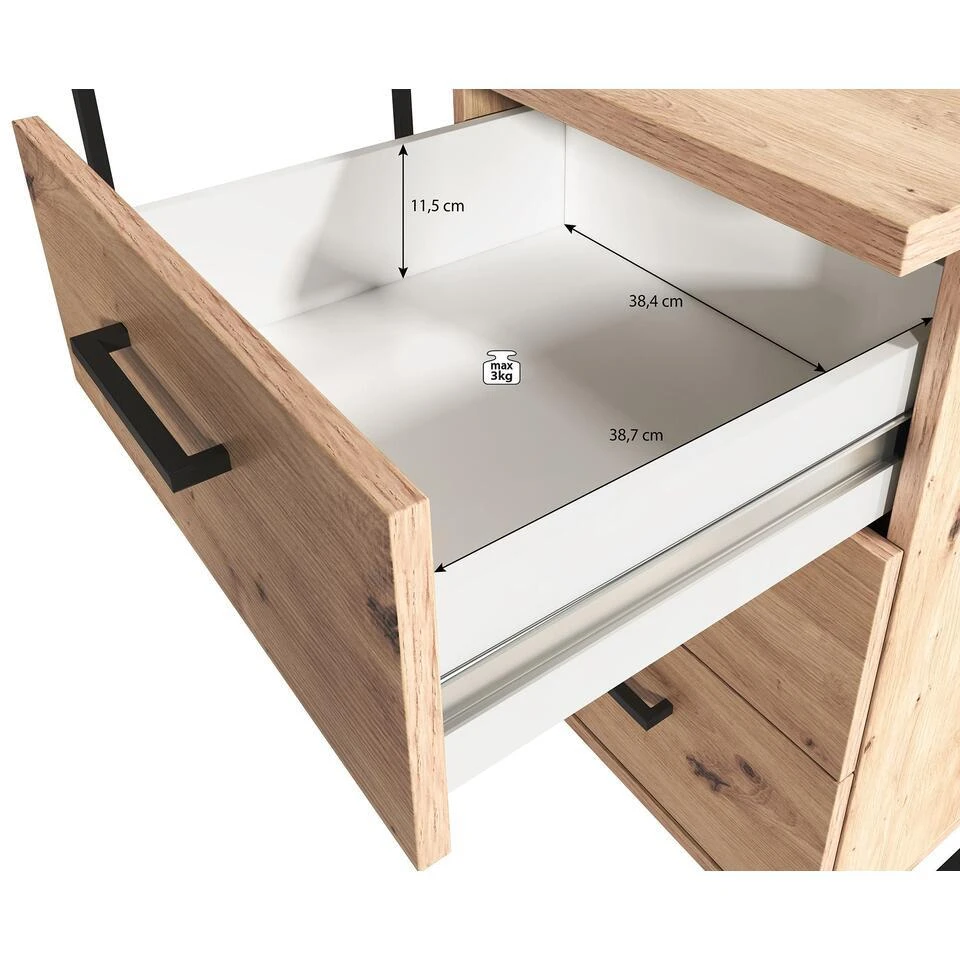 Meubella - Bureau Saturn - Eiken - Zwart - 138 Cm 6 Meubella - Bureau Saturn - Eiken - Zwart - 138 Cm - Afbeelding 6