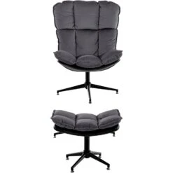 Pilou - Fauteuil Met Hocker In Fluweel In Antraciet -Leenbakker Winkel b471d6a577044d408e88abd0913e6c87