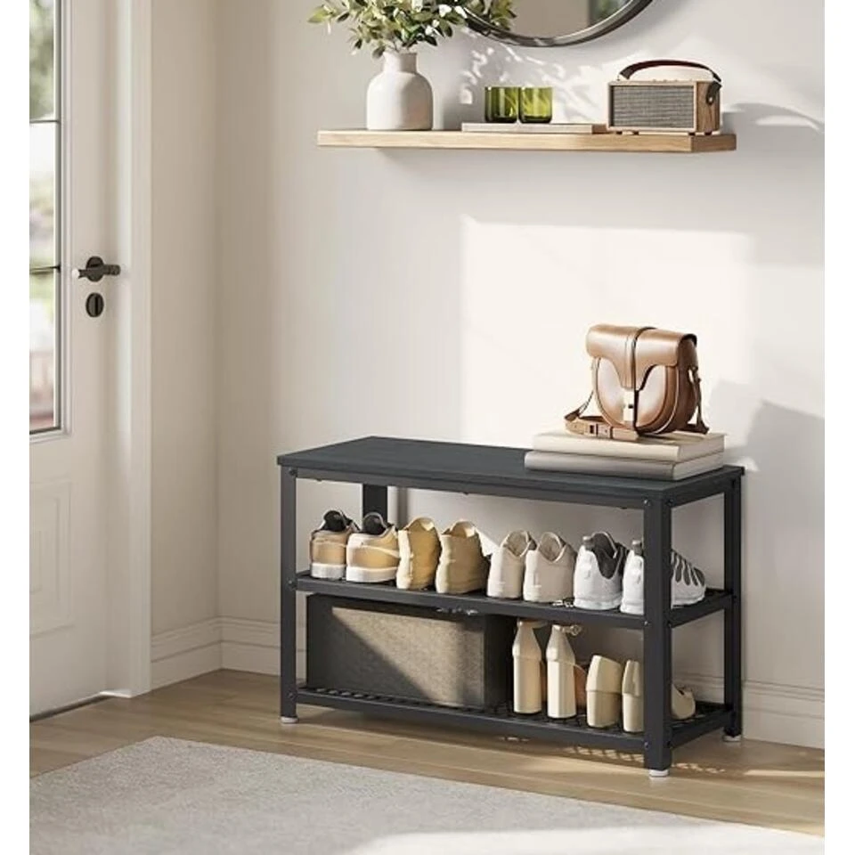 Parya Home Schoenenbank, Schoenenrek Met 2 Roosterplanken 2 Parya Home Schoenenbank, Schoenenrek Met 2 Roosterplanken - Afbeelding 2