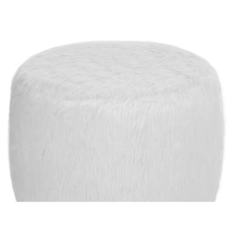 Beliani Hocker IOWA - Wit Polyester 2 Beliani Hocker IOWA - Wit Polyester - Afbeelding 2