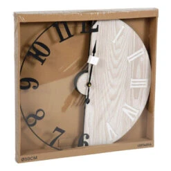 Merkloos Ostaria Wandklok/muur Klok - D50 Cm - Metaal/hout - Naturel/zwart -Leenbakker Winkel bb7610fdba8c4c669c6d6ac60f659354