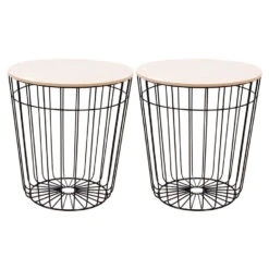 Items Bijzettaffel - Draadmand - Zwart - Metaal En Hout - 39 Cm -Leenbakker Winkel c03408c8c2bd4ac9b1d6d2efcec5fd01