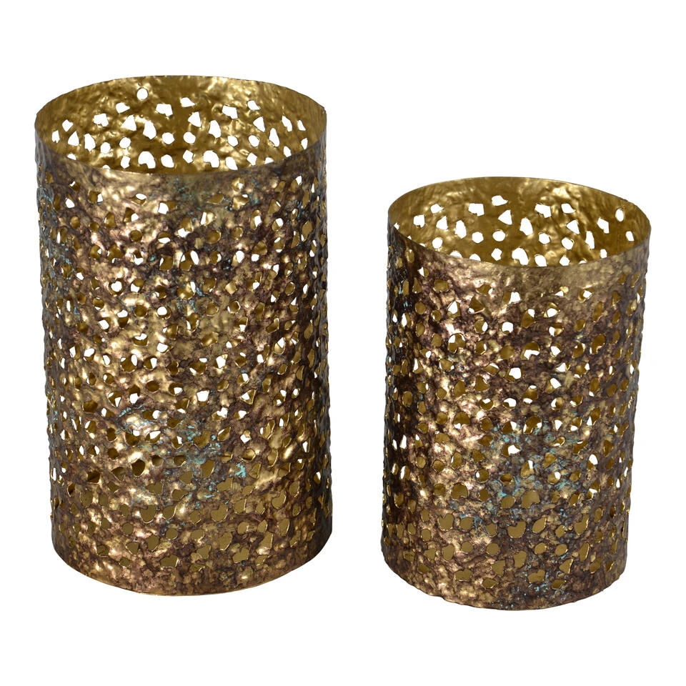 Lesli Living Waxinelichthouder - Vintage Look - Goudkleurig - 21 Cm 4 Lesli Living Waxinelichthouder - Vintage Look - Goudkleurig - 21 Cm - Afbeelding 4