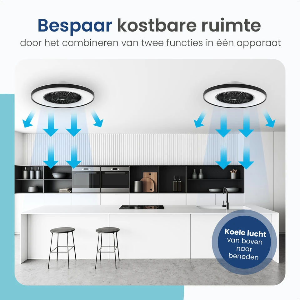 Gologi Plafondventilator Met Verlichting - Ø60 Cm - LED RGBW - 6 Standen 4 Gologi Plafondventilator Met Verlichting - Ø60 Cm - LED RGBW - 6 Standen - Afbeelding 4