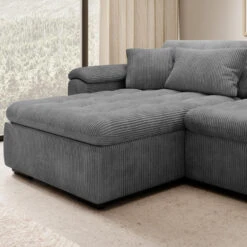 Meubella - Hoekbank Nicoreta - Donkergrijs Ribstof - Links -Leenbakker Winkel c3c3ef450e73471cb76b129570098507