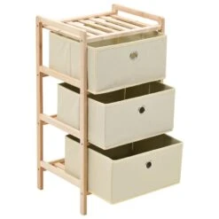 VidaXL Opbergmeubel Met 3 Stoffen Manden Cederhout Beige -Leenbakker Winkel c4ed22f79fae4a13809574d6e14f1a28