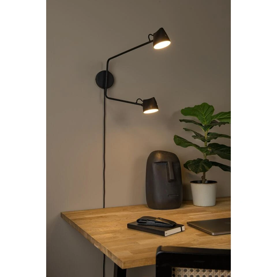 Lucide MILNE Wandlamp - Zwart 2 Lucide MILNE Wandlamp - Zwart - Afbeelding 2