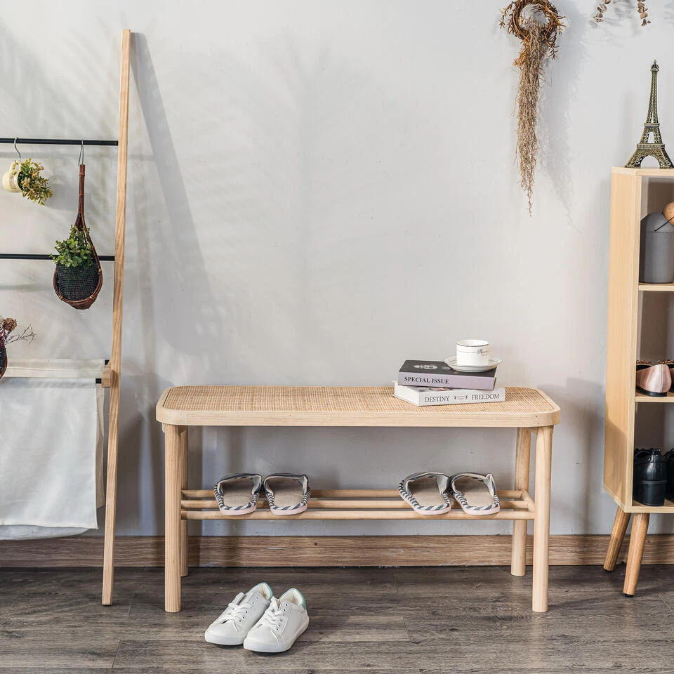 Bank Met Opbergruimte Van Massief Grenen En Rotan 3 Bank Met Opbergruimte Van Massief Grenen En Rotan - Afbeelding 3