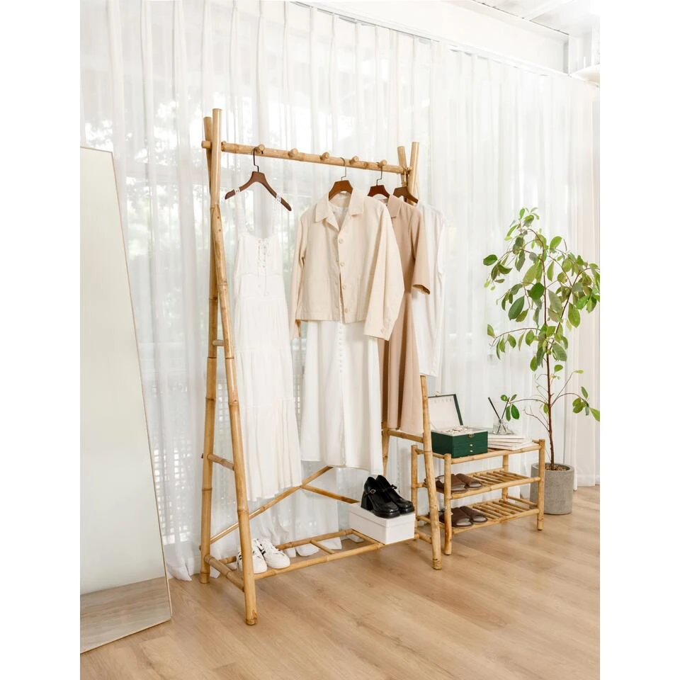 Massief Houten Garderobe/kledingrek 2 Massief Houten Garderobe/kledingrek - Afbeelding 2