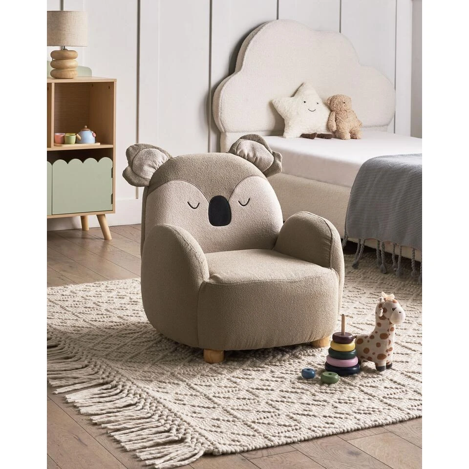HERVIK - Kinderfauteuil - Taupe - Polyester 2 HERVIK - Kinderfauteuil - Taupe - Polyester - Afbeelding 2