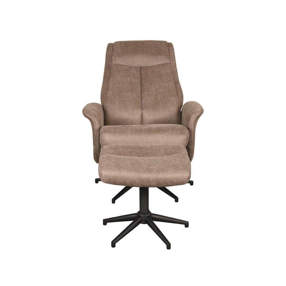 LABEL51 Fauteuil Bergen - Taupe - Micro Suede - Incl. Hocker - 62x77x53 Cm 4 LABEL51 Fauteuil Bergen - Taupe - Micro Suede - Incl. Hocker - 62x77x53 Cm - Afbeelding 4