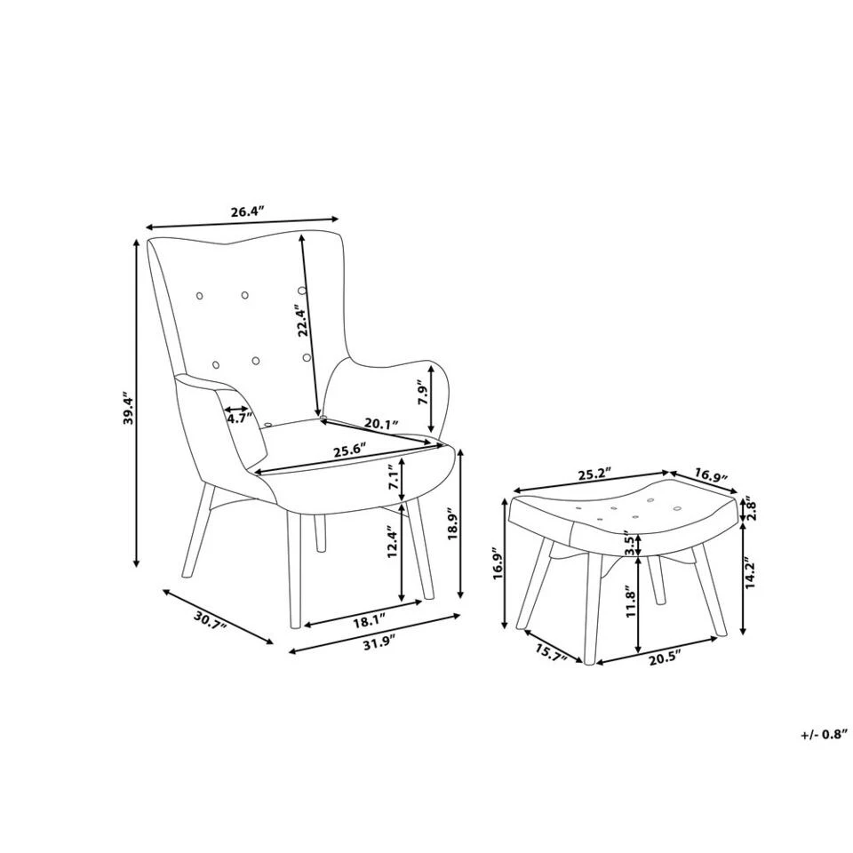 Beliani Fauteuil VEJLE - Blauw Fluweel 4 Beliani Fauteuil VEJLE - Blauw Fluweel - Afbeelding 4