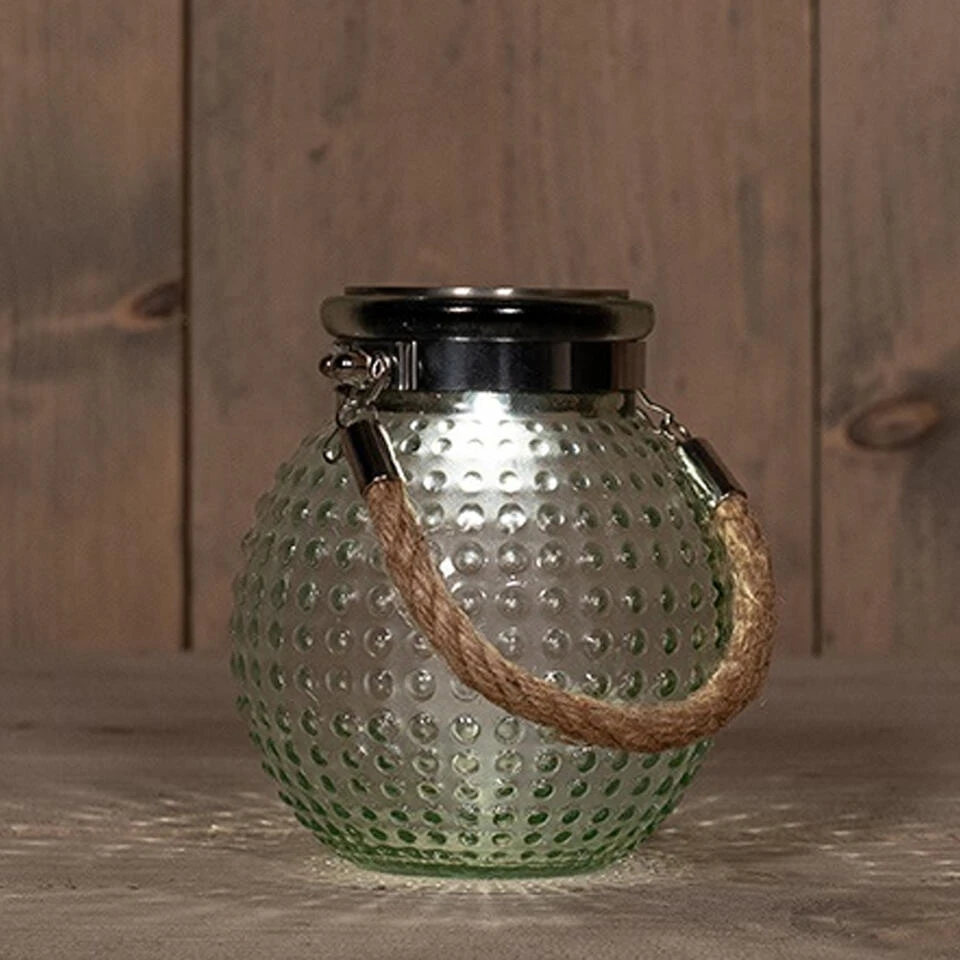 Anna's Collection Solar Lantaarn Glas - Groen - Bubbel - 10 X 12 Cm 2 Anna's Collection Solar Lantaarn Glas - Groen - Bubbel - 10 X 12 Cm - Afbeelding 2