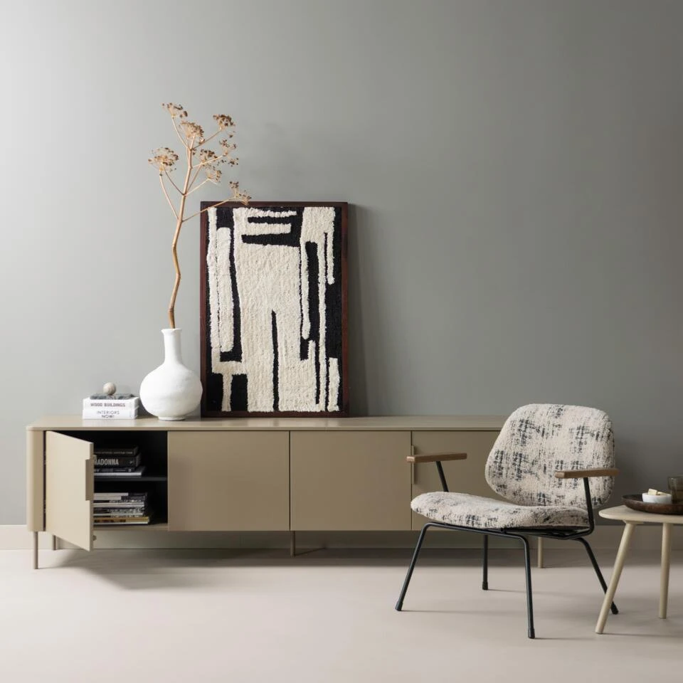 WOOOD Anka Wanddeco - Katoen/Hout - Zwart/Wit - 90x60x10 2 WOOOD Anka Wanddeco - Katoen/Hout - Zwart/Wit - 90x60x10 - Afbeelding 2