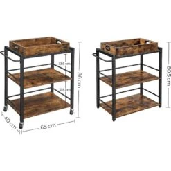 Parya Home - Serveerwagen - 3 Lagen - Met Wieltjes - Industrieel -Leenbakker Winkel d1731525e5bf48a784805bbb93521176