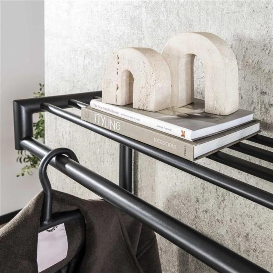 Hoyz Collection - Kapstok 10 Haaks Roede-hoedenplank - 3D Zwart Bruin 4 Hoyz Collection - Kapstok 10 Haaks Roede-hoedenplank - 3D Zwart Bruin - Afbeelding 4