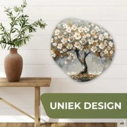 MuchoWow Wand Decoratie 60x60cm Boom Goud Bloemen Abstract -Leenbakker Winkel d4d947a4d469427ea18a67dd7549ffff