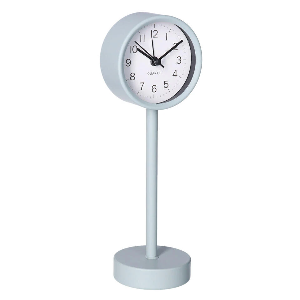 Tafelklok Staand - Metaal - Grijs - 22 Cm- Pilaarklok 2 Tafelklok Staand - Metaal - Grijs - 22 Cm- Pilaarklok - Afbeelding 2