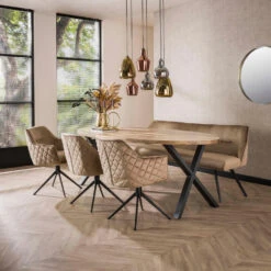 Diego Eetkamerbank Velvet - Stof - Beige -Leenbakker Winkel d6cba83be925486a8f2ed85d04af58ff