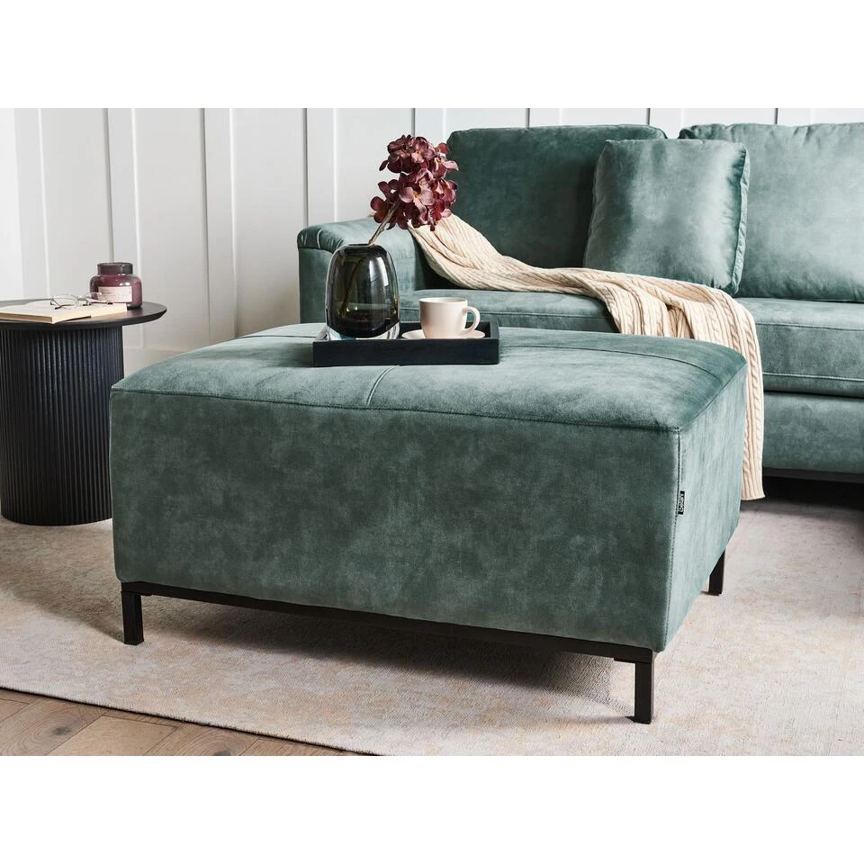 OSLO - Ottomaan - Blauwgroen - Fluweel 2 OSLO - Ottomaan - Blauwgroen - Fluweel - Afbeelding 2