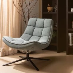 WOOOD Maudi Draaifauteuil - Polyester - Blue Stone - 84x74x86 -Leenbakker Winkel dd6e6a4b975746d7a2db51e1f901a9f1