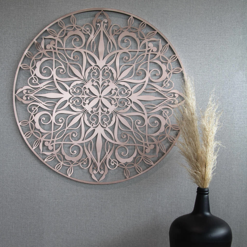 Art For The Home - Metal Art - Luxe Mandala Roségoud D80cm 3 Art For The Home - Metal Art - Luxe Mandala Roségoud D80cm - Afbeelding 3