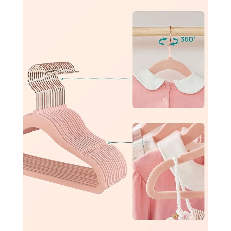 Set Van 30 Kinder Kledinghangers In Rose, Met Rosé Gouden Haak 5 Set Van 30 Kinder Kledinghangers In Rose, Met Rosé Gouden Haak - Afbeelding 5