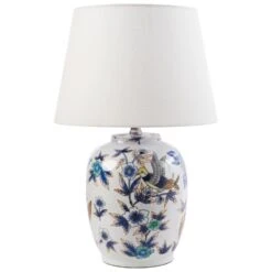 SUNJA - Tafellamp - Wit/Blauw - Porselein/Linnen -Leenbakker Winkel df5f55f3175845878ba20000a01b4bed