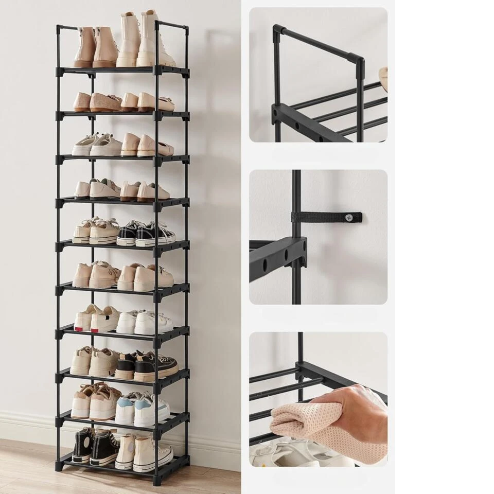 Metalen Schoenenrek Met 10 Planken, Standplank, Multifunctioneel 5 Metalen Schoenenrek Met 10 Planken, Standplank, Multifunctioneel - Afbeelding 5