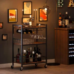 Keukentrolley Op Wieltjes - Serveerwagen - Bijzettafel - 3 Planken - Bruin -Leenbakker Winkel e16e7b3fd36b4de8b39ab72cd5ab5955