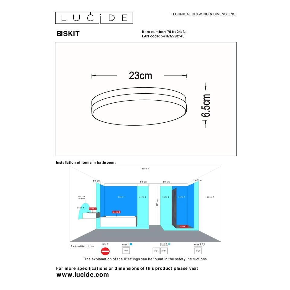 Lucide BISKIT Plafonnière - Wit 6 Lucide BISKIT Plafonnière - Wit - Afbeelding 6