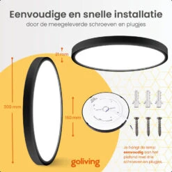 Goliving Plafondlamp - Plafonnière - LED - 30x30x2.1 Cm - Zwart -Leenbakker Winkel e6034018b8f842abafb0903d377af9e2