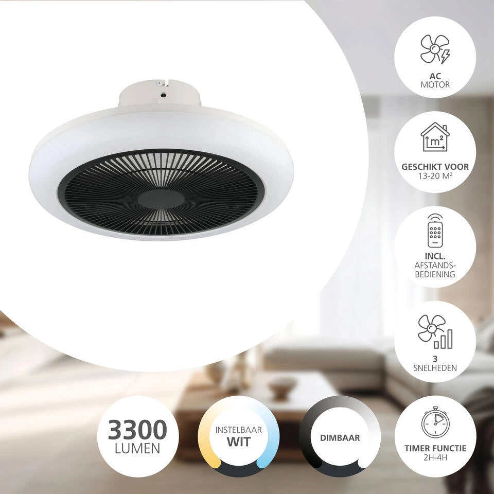 EGLO Kostena Plafondlamp Met Ventilator - LED-CCT - Wit, Zwart 3 EGLO Kostena Plafondlamp Met Ventilator - LED-CCT - Wit, Zwart - Afbeelding 3