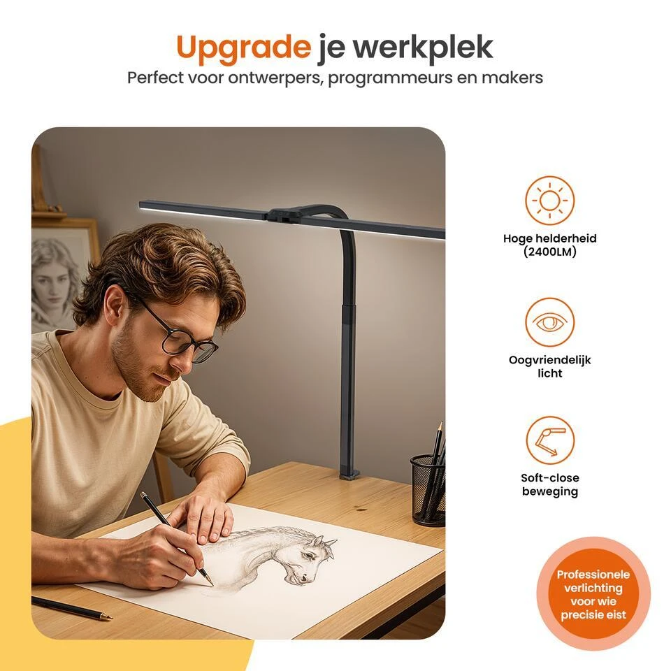 Goliving Bureaulamp Met Klem - 78 CM - LED Dimbaar - Touch Bediening 8 Goliving Bureaulamp Met Klem - 78 CM - LED Dimbaar - Touch Bediening - Afbeelding 8