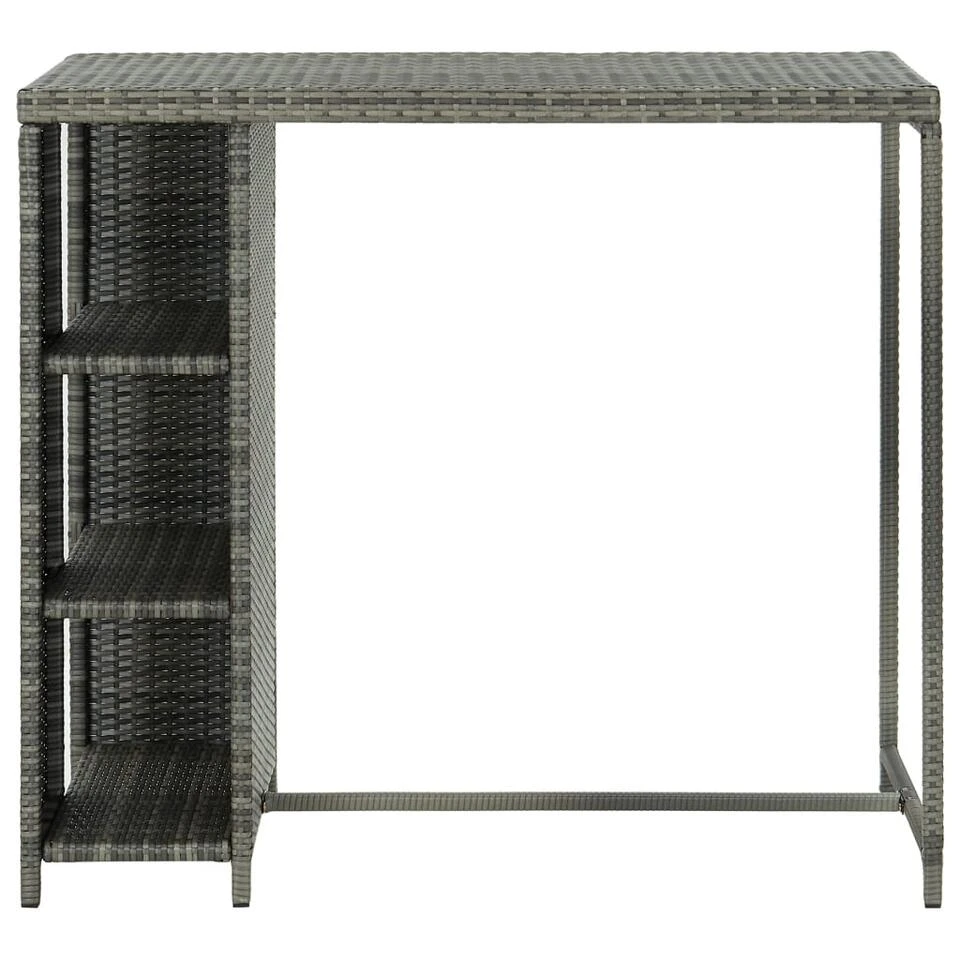 VidaXL Bartafel Met Opbergrek 120x60x110 Cm Poly Rattan Grijs 2 VidaXL Bartafel Met Opbergrek 120x60x110 Cm Poly Rattan Grijs - Afbeelding 2