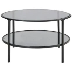 TELLAKA - Salontafel - Zwart - ø 80 Cm - Veiligheidsglas -Leenbakker Winkel eef48493ee074377af907acd72d2ef54