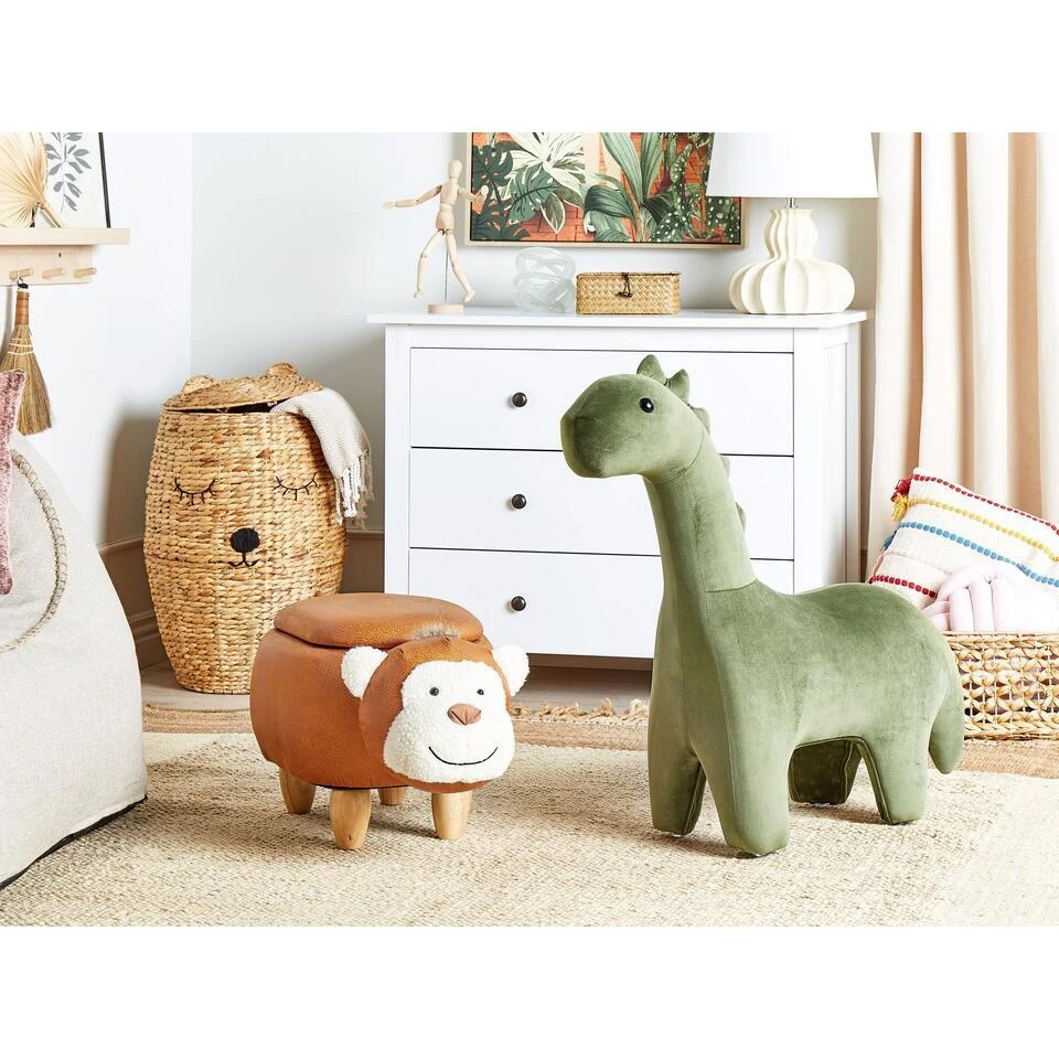 Beliani Dierenhocker BRONTOSAUR - Groen Fluweel 2 Beliani Dierenhocker BRONTOSAUR - Groen Fluweel - Afbeelding 2