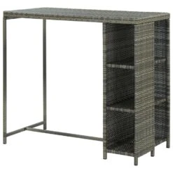 VidaXL Bartafel Met Opbergrek 120x60x110 Cm Poly Rattan Grijs 7 VidaXL Bartafel Met Opbergrek 120x60x110 Cm Poly Rattan Grijs -Leenbakker Winkel ef62742e96c04f73b23464424c9df12d