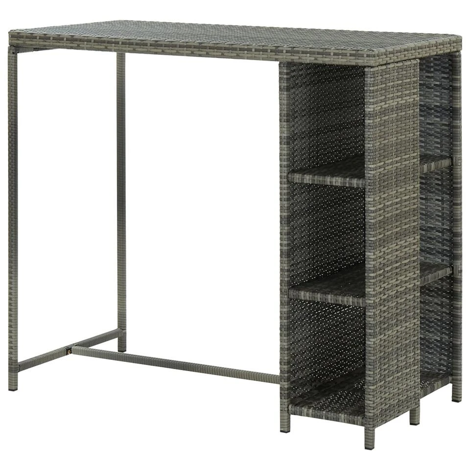 VidaXL Bartafel Met Opbergrek 120x60x110 Cm Poly Rattan Grijs 4 VidaXL Bartafel Met Opbergrek 120x60x110 Cm Poly Rattan Grijs - Afbeelding 4
