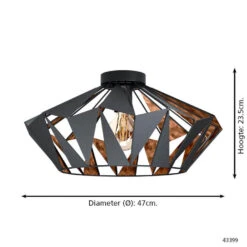 EGLOCarlton6Plafondlamp-E27-Ø47cm-Zwart/Koper -Leenbakker Winkel f20e4bae0bcc48beb6d430c31b453109