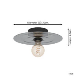 EGLO Lintmill Plafondlamp - Wandlamp - E27 - Ø 30 Cm - Zwart/Grijs -Leenbakker Winkel f40106d60581437fb85767fc57493dad