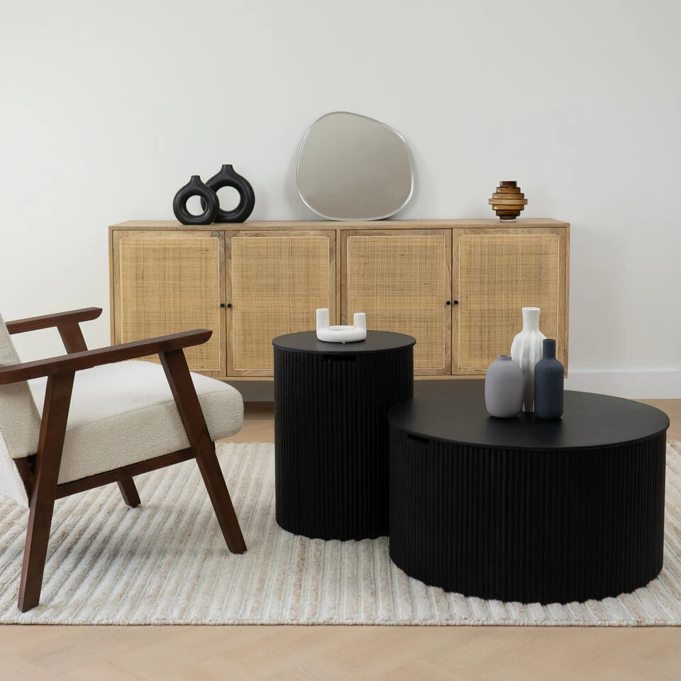 Lewis & Loft Salontafel Lonne - FSC® Mangohout – Rond ⌀70 – Zwart 2 Lewis & Loft Salontafel Lonne - FSC® Mangohout – Rond ⌀70 – Zwart - Afbeelding 2