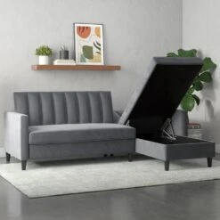 Celine - 3-zits Hoekslaapbank In Antraciet Fluweel -Leenbakker Winkel f503b8051bfd464d9e48acce8f376ec3