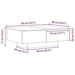 VidaXL - Rechthoekige Salontafel Met 4 Lades - Zwart Eiken - Hout - 90x60 Cm -Leenbakker Winkel f6d5816b074a42cd9ac6772851dfc305
