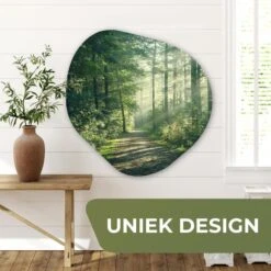 MuchoWow Wand Decoratie 90x90cm Bos Pad Zon Bomen Groen -Leenbakker Winkel f81287551dfb47c391f9d51d0ca71245