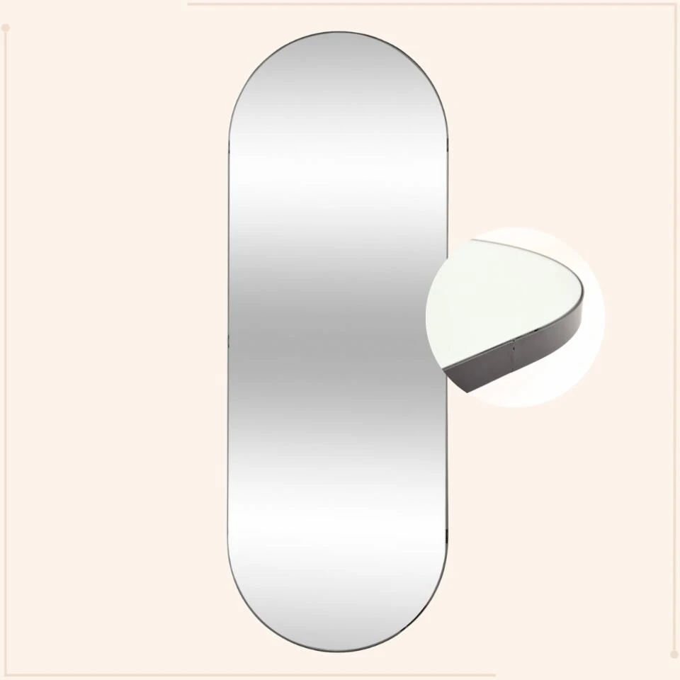 MISOU Spiegel Passpiegel Zwart Ovaal Hangend 112x40cm Glas Spiegels 2 MISOU Spiegel Passpiegel Zwart Ovaal Hangend 112x40cm Glas Spiegels - Afbeelding 2