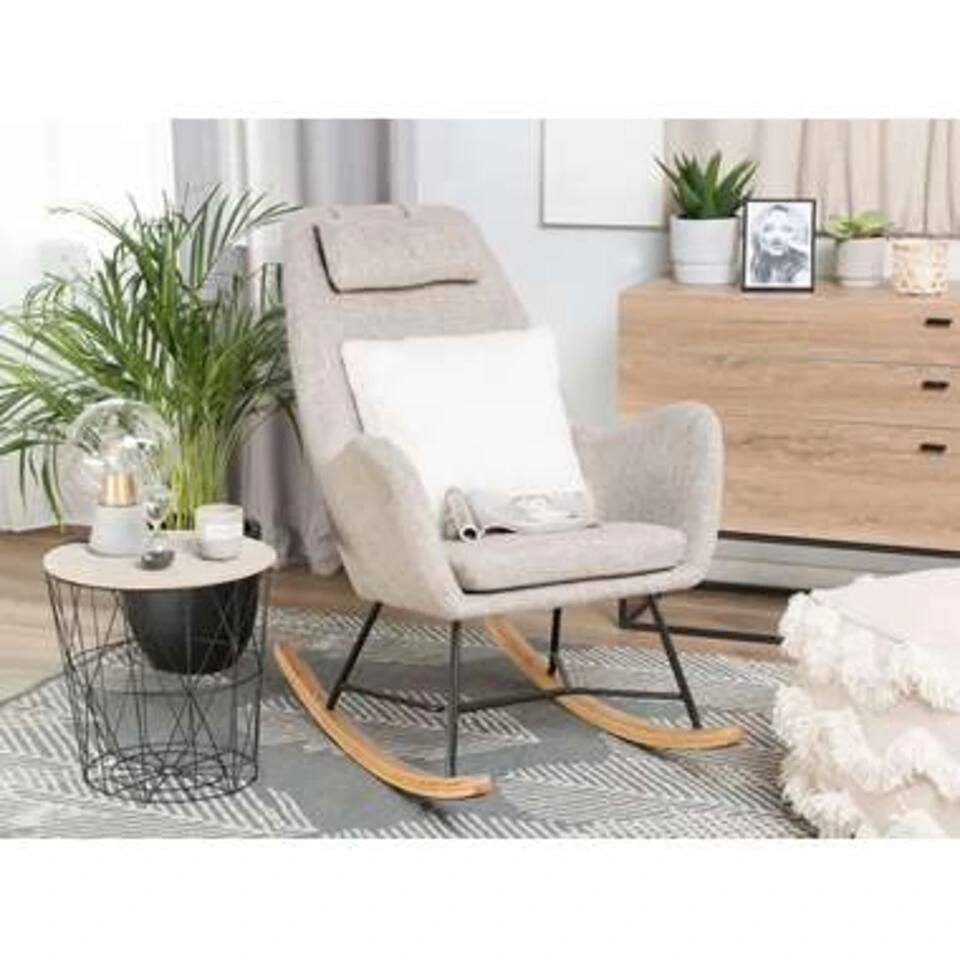 Beliani Schommelstoel ARRIE - Beige Polyester 2 Beliani Schommelstoel ARRIE - Beige Polyester - Afbeelding 2